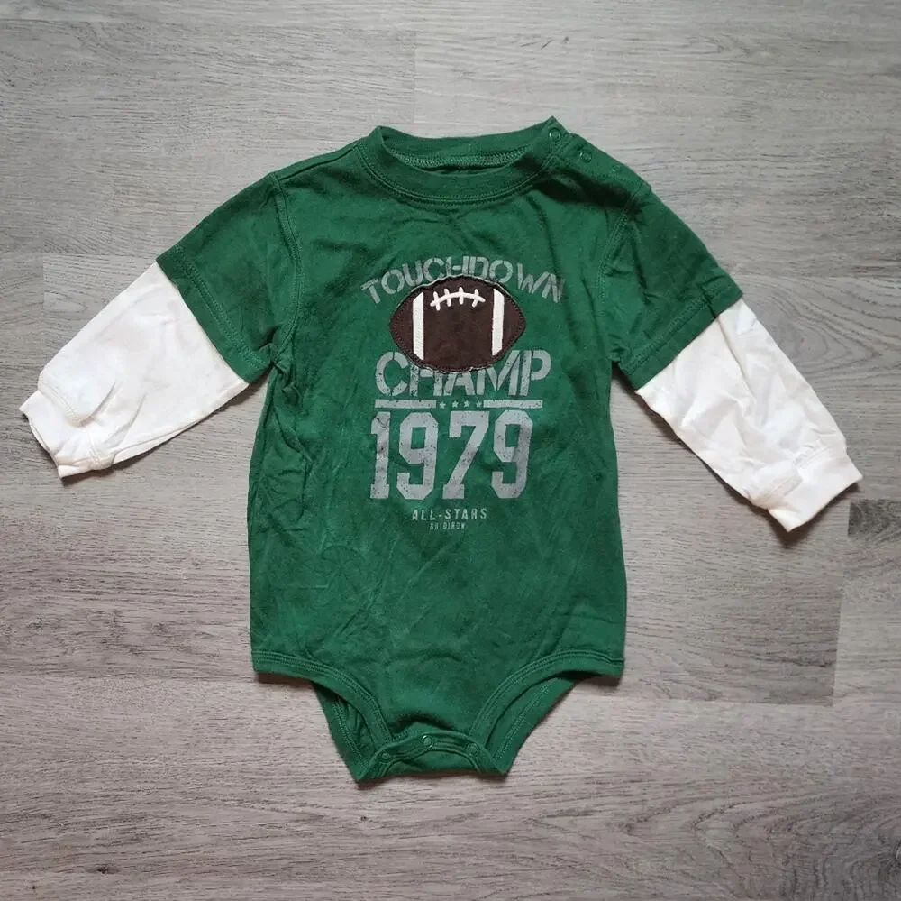 Carter's Boy's Infant Football Graphic Long Sleeve Bodysuit Size 18 Months 18M